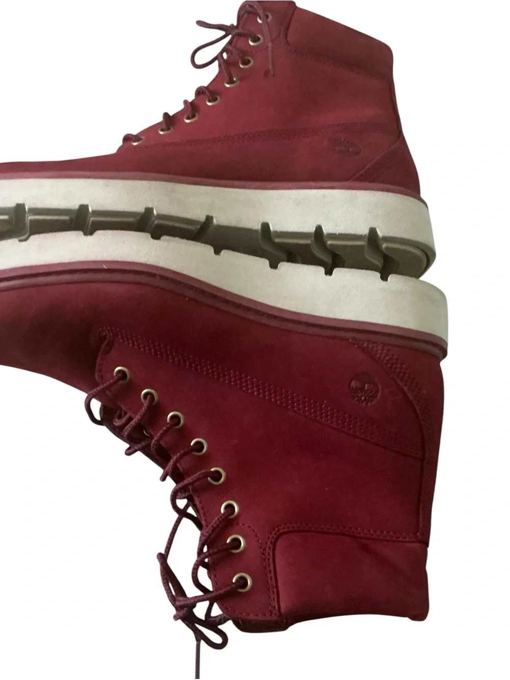 Timberland Kenniston 6-inch lace up nubuck burgundy leather booties size 8